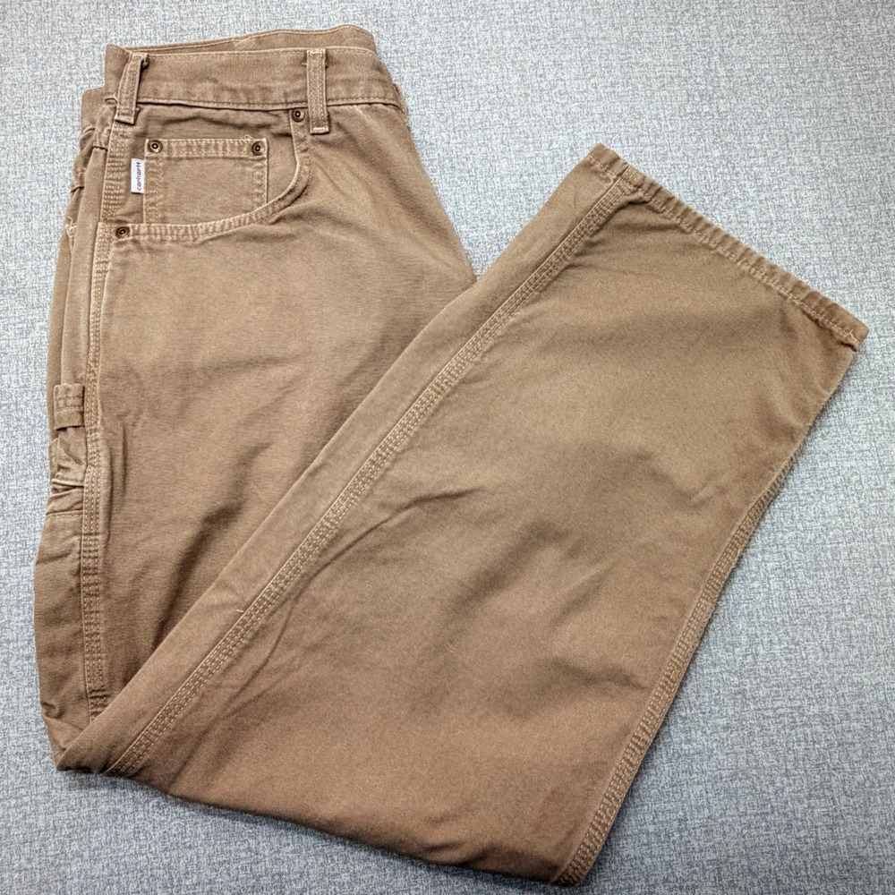 Carhartt B159 MUS Mens 34x29 Brown Canvas Carpenter Work Pants Loose Fit